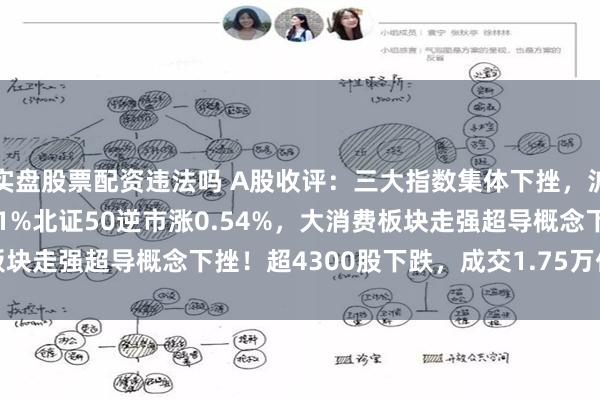 实盘股票配资违法吗 A股收评：三大指数集体下挫，沪指跌1.11%创指跌2.1%北证50逆市涨0.54%，大消费板块走强超导概念下挫！超4300股下跌，成交1.75万亿缩量463亿